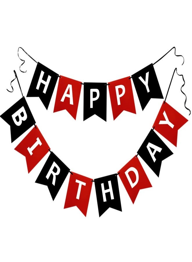 Letjolt Happy Birthday Banner Birthday Signs Decoration Black Red Racing Theme Party Supplies Garland Decorations Nursery Hanging Decor 13pcs - Image 1
