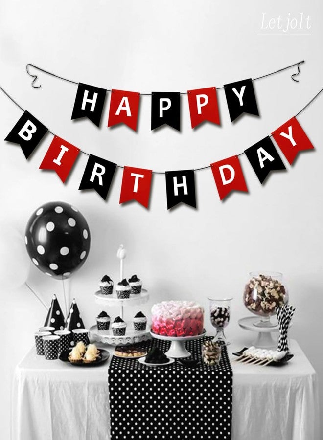 Letjolt Happy Birthday Banner Birthday Signs Decoration Black Red Racing Theme Party Supplies Garland Decorations Nursery Hanging Decor 13pcs - Image 4