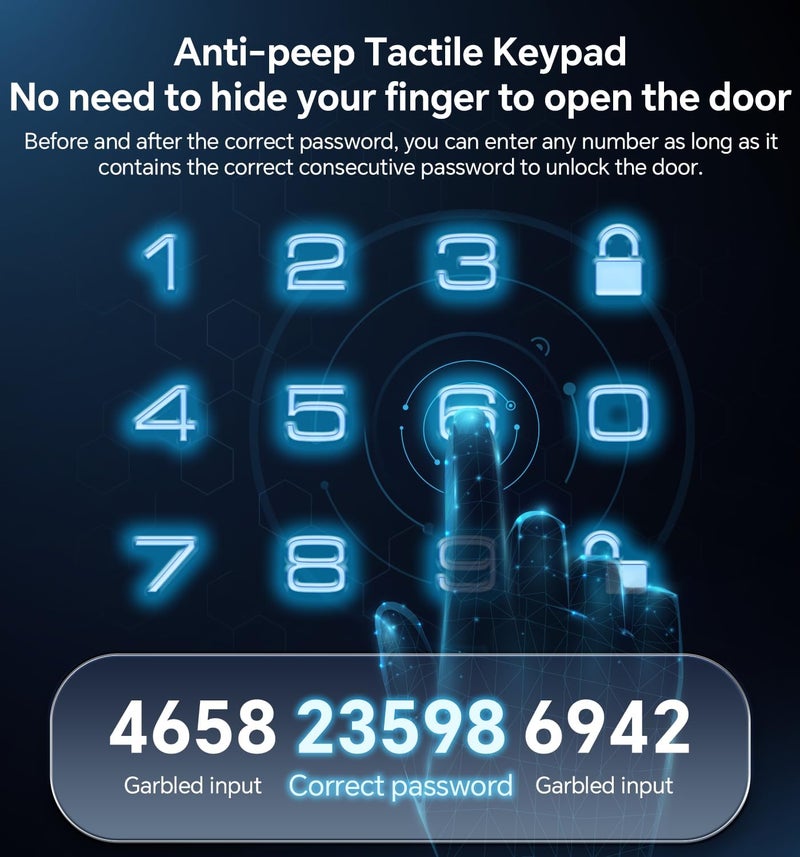 Ulecoce Keyless Entry Keypad Deadbolt with Handle Set, Smart Lock, Auto-Lock + One-Touch Lock, 100 Codes + Easy Install, Ideal for Airbnb/Homes/Offices, Fits U.S. Standard Front Doors, Satin Nickel - Image 5