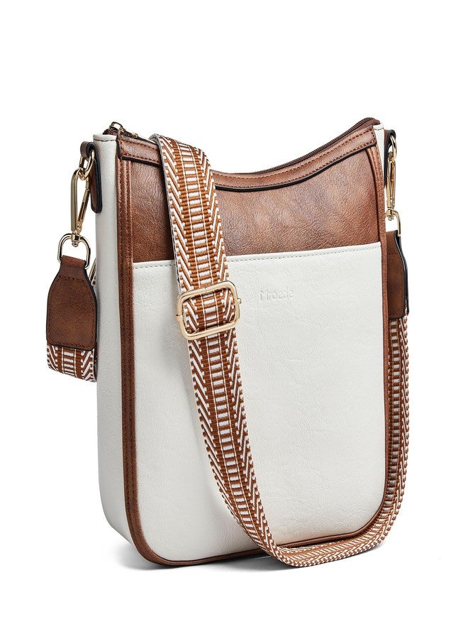 Mroede Crossbody Bags for Women, Leather Hobo Handbags Crossbody Shoulder Bag Purses for Women with Wide Strap - Image 1
