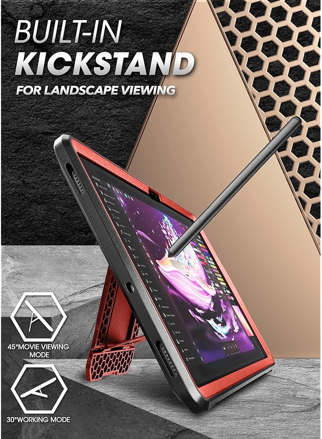 SupCase Ub Proseries Case Designed For Samsung Galaxy Tab S8 Ultra 2022 With Built-In Screen Protector And S Pen Holder Full-Body Rugged Heavy Duty Case - Ruddy - Image 2