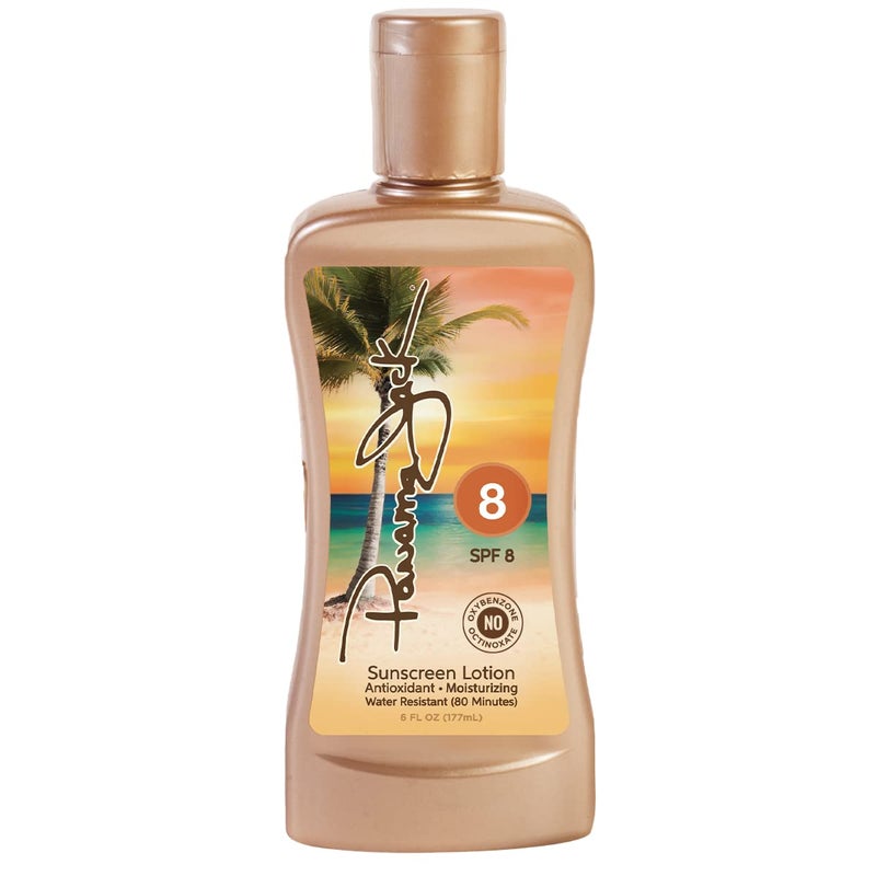 Panama Jack Sunscreen Tanning Lotion - SPF 8, PABA, Paraben, Gluten & Cruelty Free, Antioxidant Moisturizing Formula, Water Resistant (80 Minutes), 6 FL OZ - Image 1