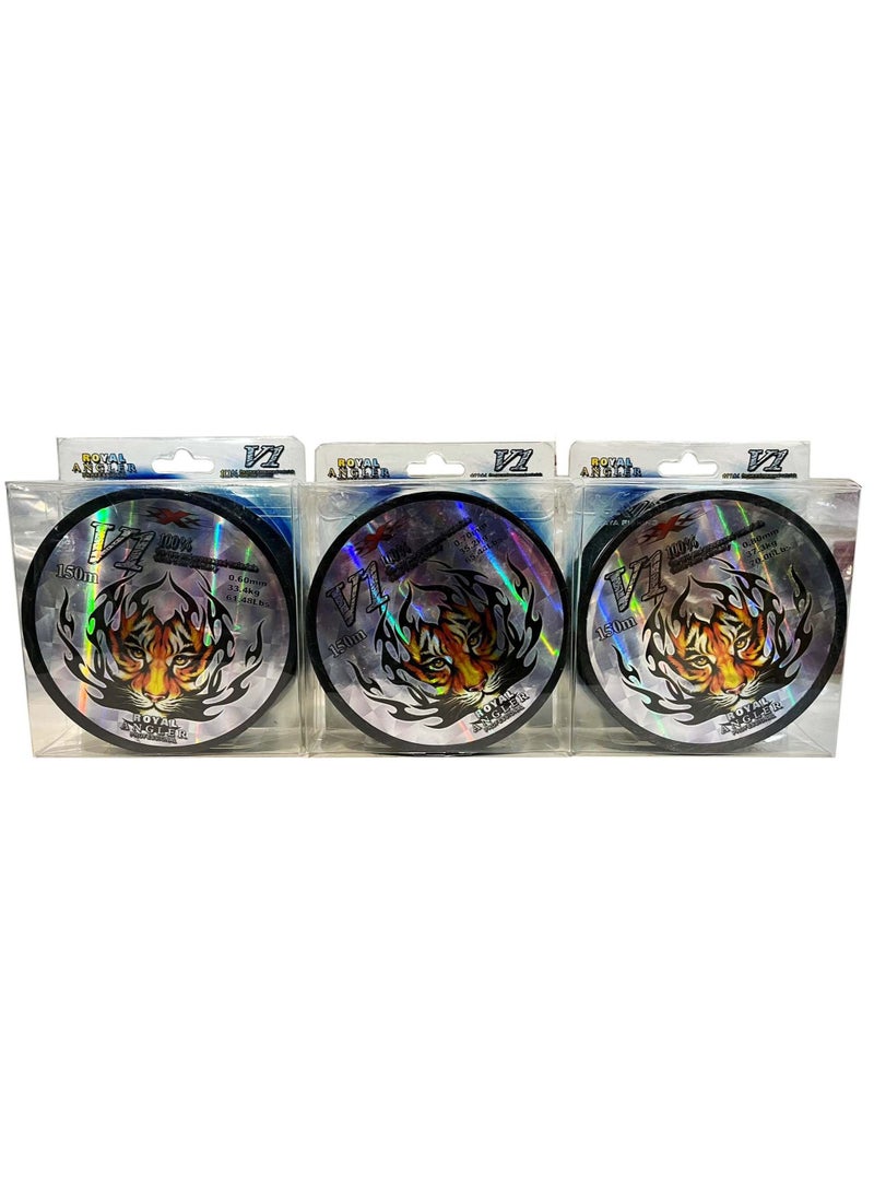 oakura - Royal Angler Professional line Monofilament 3pcs./ 150m. length 0.60mm. 0.70mm. 0.80mm. Diam., Cap. 65.44lbs./ 35.2kg. - Image 1
