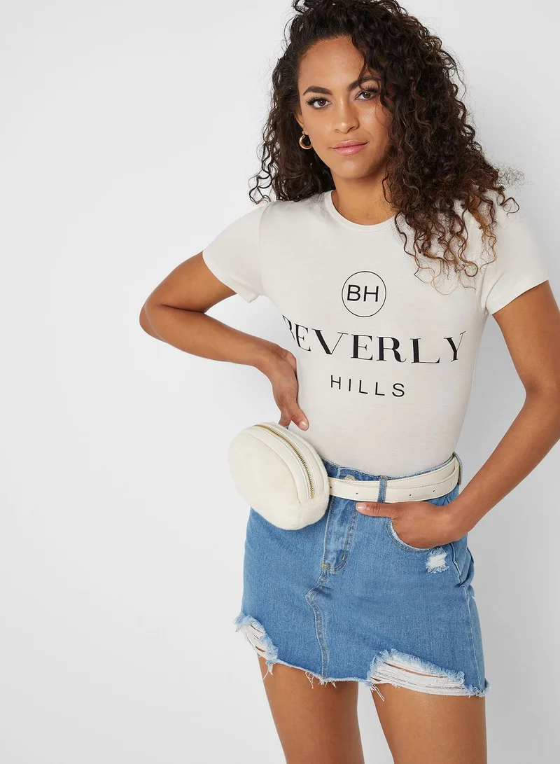 Missguided Ripped Denim Skirt