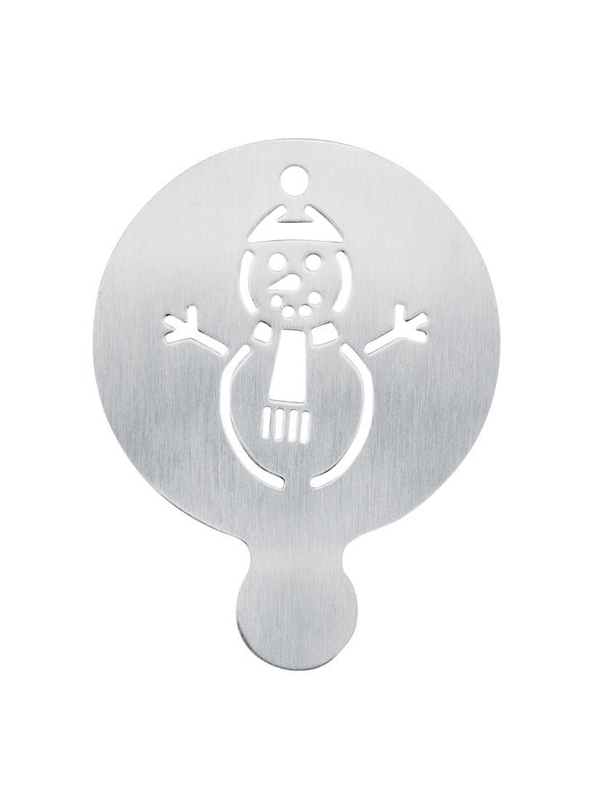Restaurantware Restpresso 4.35 Inch Latte Stencil, 1 Snowman Coffee Stencil - Winter Coffee Art Template, Decorate Cupcakes, Cakes, or Cookies, Stainless Steel Cappuccino Stencil, Heat-Resistant - Image 1
