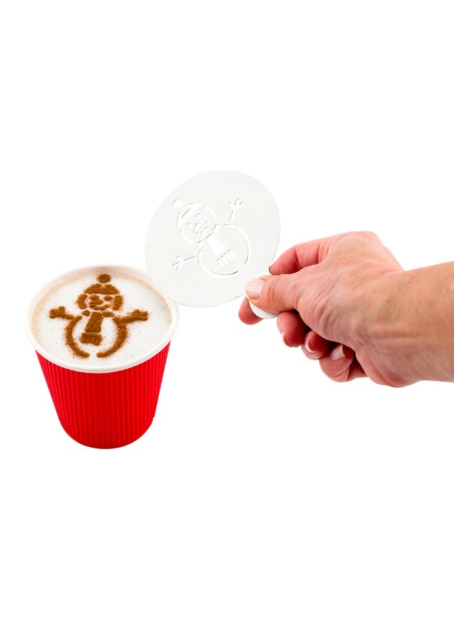 Restaurantware Restpresso 4.35 Inch Latte Stencil, 1 Snowman Coffee Stencil - Winter Coffee Art Template, Decorate Cupcakes, Cakes, or Cookies, Stainless Steel Cappuccino Stencil, Heat-Resistant - Image 2