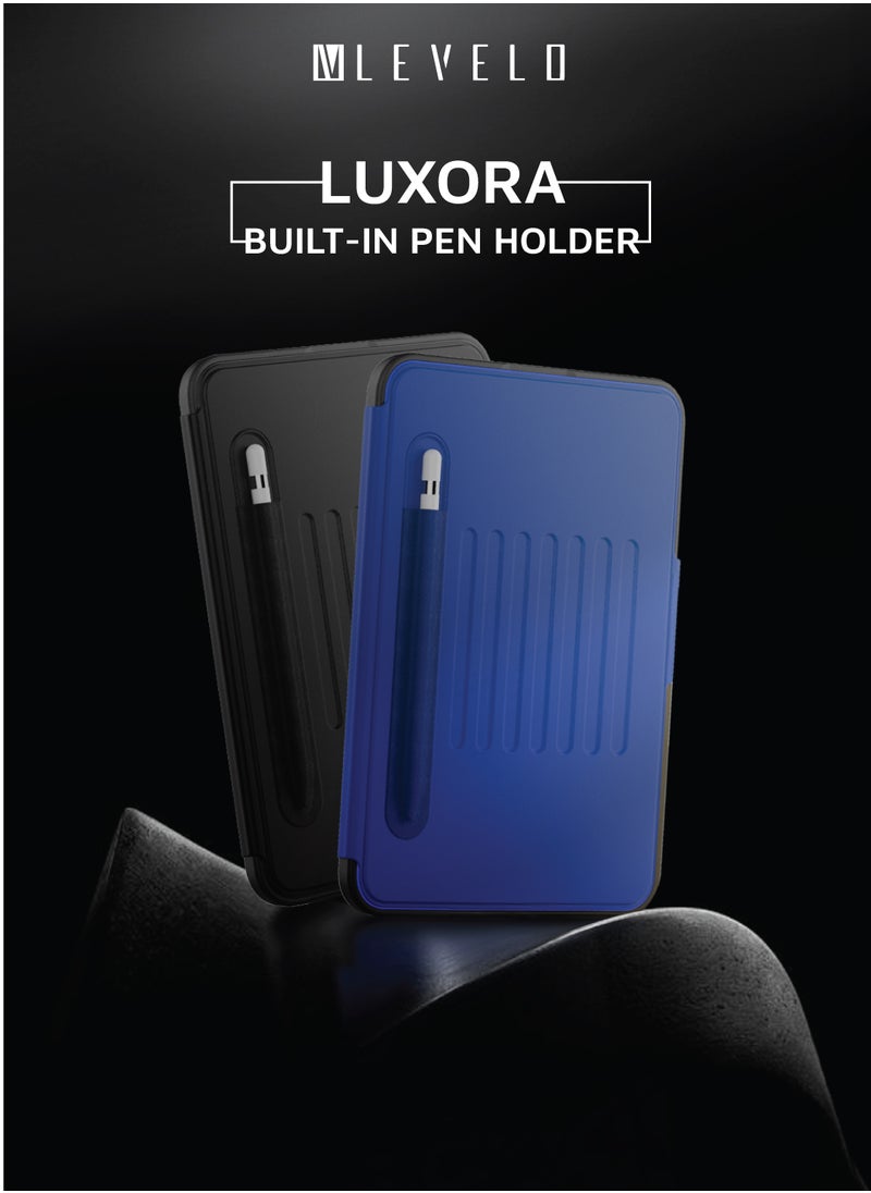 Luxora iPad 10.2" Case / Pencil Slot / Adjustable Multi Angle / Magnetic Flap Closure / Anti-Fingerprint Cover / Built-In 2 Card slots - Blue