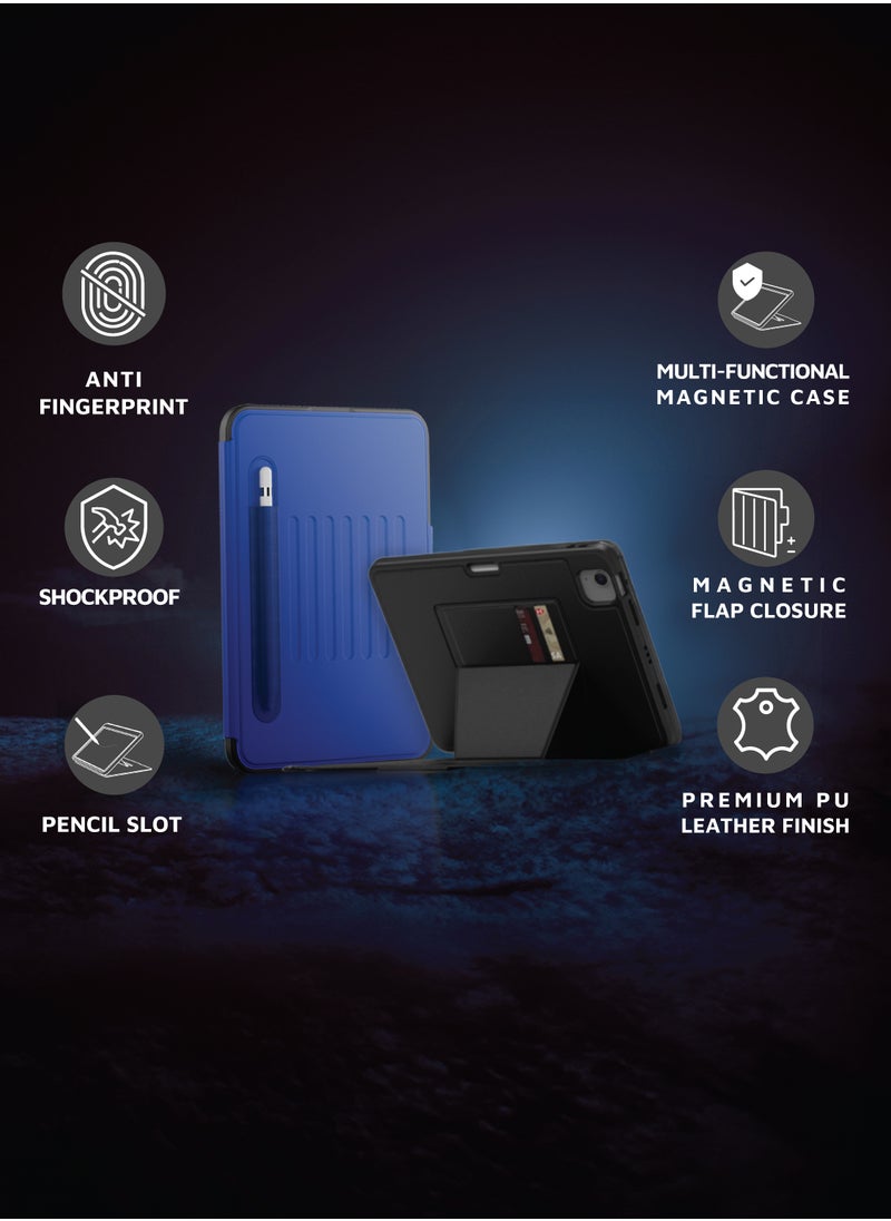 Luxora iPad 10.2" Case / Pencil Slot / Adjustable Multi Angle / Magnetic Flap Closure / Anti-Fingerprint Cover / Built-In 2 Card slots - Blue