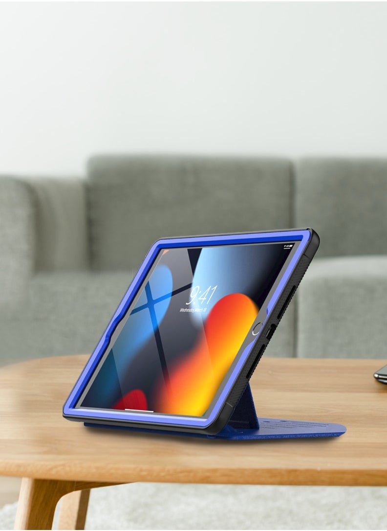 Luxora iPad 10.2" Case / Pencil Slot / Adjustable Multi Angle / Magnetic Flap Closure / Anti-Fingerprint Cover / Built-In 2 Card slots - Blue