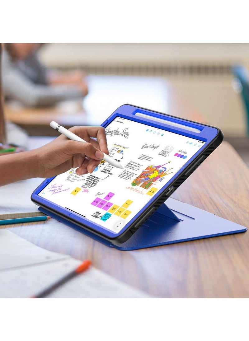 Luxora iPad 10.2" Case / Pencil Slot / Adjustable Multi Angle / Magnetic Flap Closure / Anti-Fingerprint Cover / Built-In 2 Card slots - Blue