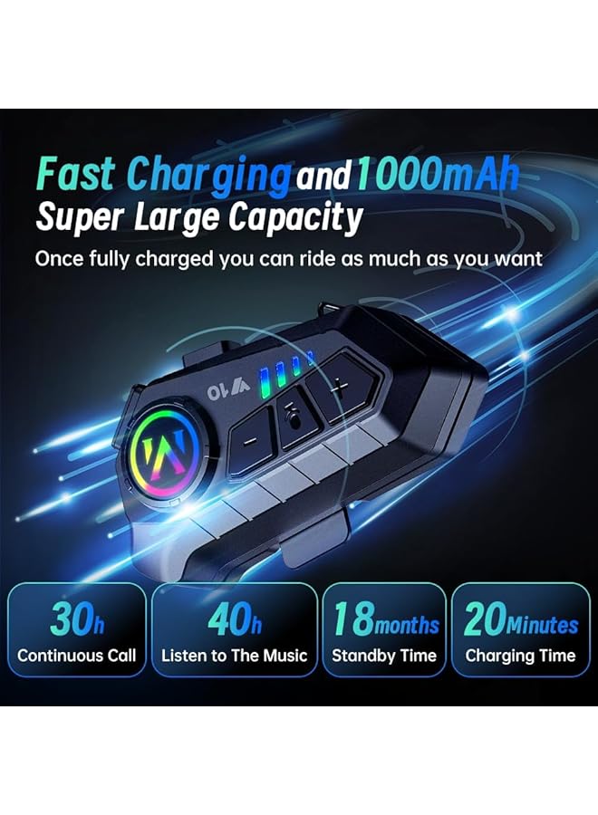 Motorcycle Helmet Headset, V5.3 Bluetooth Speakers With Music Sharing, Noise Cancellation Helmet Headphone With Strong Bass, Ipx6 Waterproof Headphone - Image 3