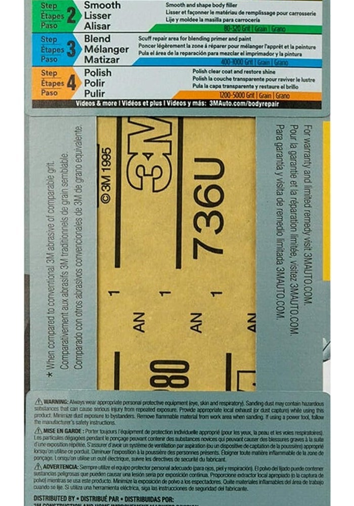 3M Performance Sandpaper, 80 Grit, 3 2/3 in x 9 in, 5 Sheets - Image 5