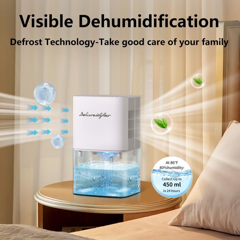 BeOkay Dehumidifier 1657ML 58OZ Small Dehumidifier for Home 230 FtÂ² Safety Dehumidifiers Adjustable 10 Color Lights 5 Timers 3 Setting Modes Auto Shut Off Protection Low Noise For Bedroom Bathroom - Image 2