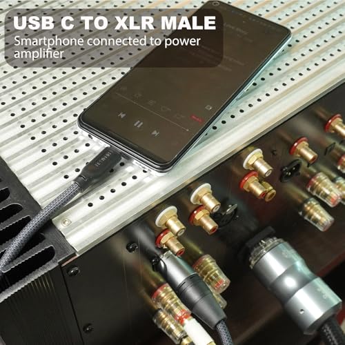 HUALEU 24Bit/96Khz USB c to XLR Male Audio Cable,USB C Smartphone/Laptop to XLR Male Output Cable for Amplifier, Speaker, Mixer Console, etc 3.3 FT - Image 4