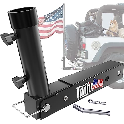 Tanfix Foldable Hitch Mount Flagpole Holder All Metal Heavy Duty Fits Standard 2 Trailer Hitch Compatible with Jeep Truck SUV RV Pickup Camper Trailer ONE Flagpole - Image 1