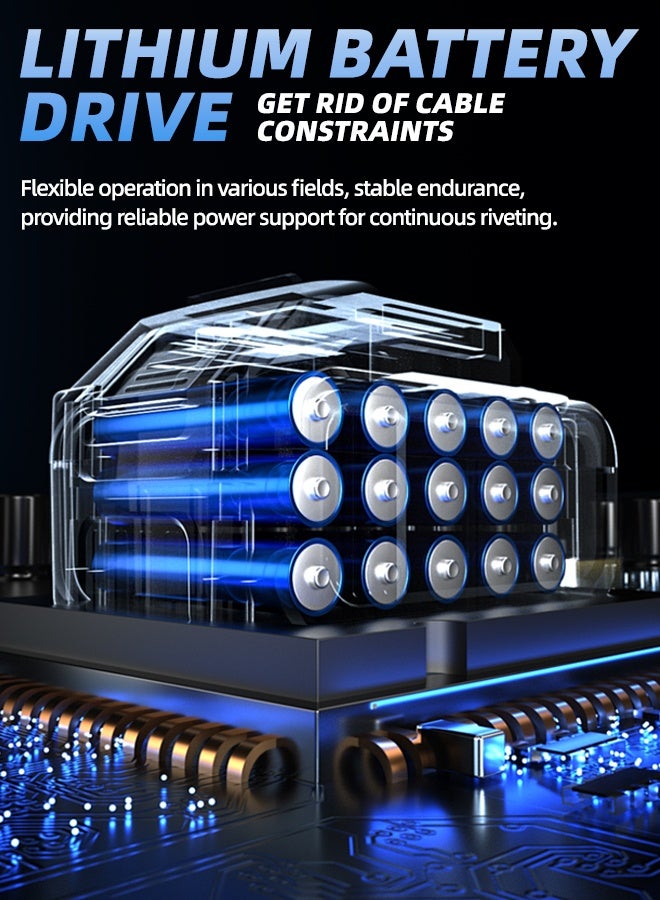 ALongDeng 21V Cordless Rivet Gun Kit Electric Rivet Tool with Battery Charger Automatic Riveter for 3.0 4.0 5.0mm Rivets Portable Rivet Gun for Metal Wood DIY Projects - Image 5