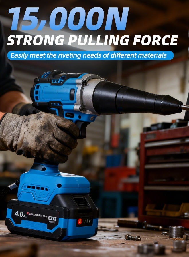 ALongDeng 21V Cordless Rivet Gun Kit Electric Rivet Tool with Battery Charger Automatic Riveter for 3.0 4.0 5.0mm Rivets Portable Rivet Gun for Metal Wood DIY Projects - Image 2