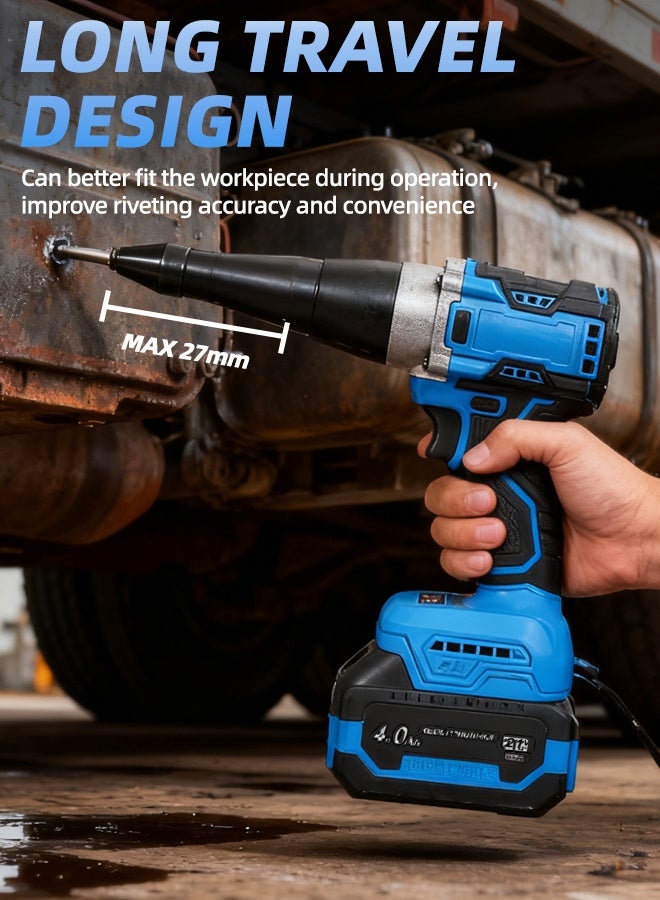 ALongDeng 21V Cordless Rivet Gun Kit Electric Rivet Tool with Battery Charger Automatic Riveter for 3.0 4.0 5.0mm Rivets Portable Rivet Gun for Metal Wood DIY Projects - Image 4