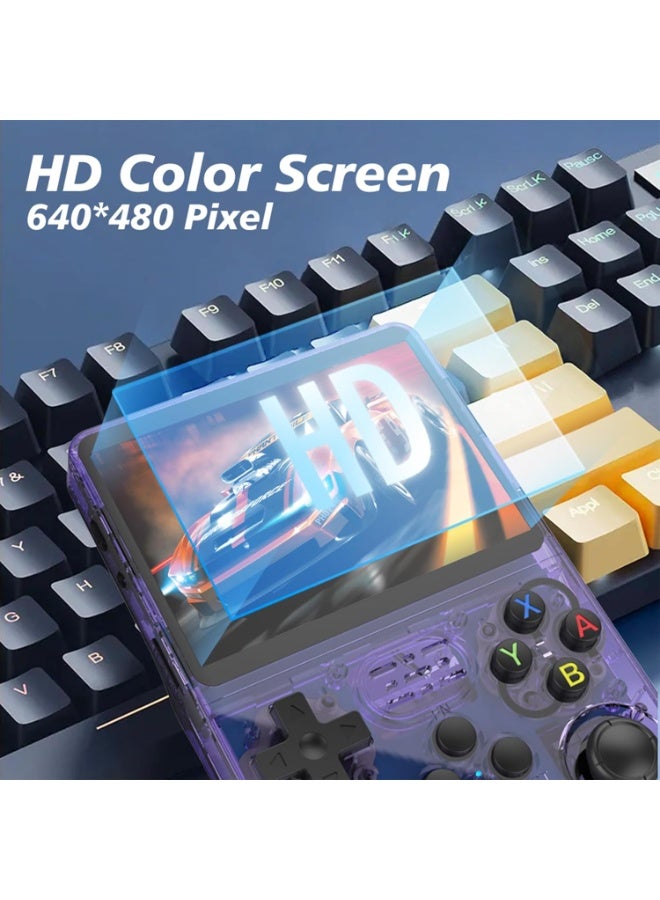 BlueFire R36S Handheld Game Console 3.5 Inch IPS Retro Video Game Console 15000+ Built-in Games Open Source Linux System Portable Gaming Device with 32GB+64GB TF Card Purple - Image 3