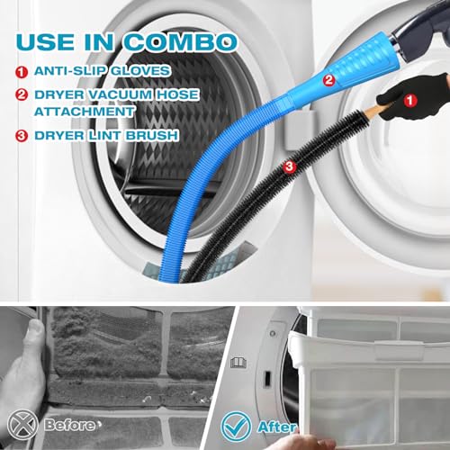 Sealegend 15-Piece 25-Feet Dryer Vent Cleaner Kit, Dryer Cleaning Tools, Omnidirectional Dryer Lint Vacuum Attachment, Dryer Vent Brush, Universal Vacuum & Dryer Adapters (Blue) - Image 3