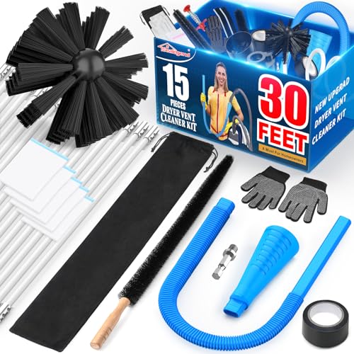 Sealegend 15-Piece 25-Feet Dryer Vent Cleaner Kit, Dryer Cleaning Tools, Omnidirectional Dryer Lint Vacuum Attachment, Dryer Vent Brush, Universal Vacuum & Dryer Adapters (Blue) - Image 1