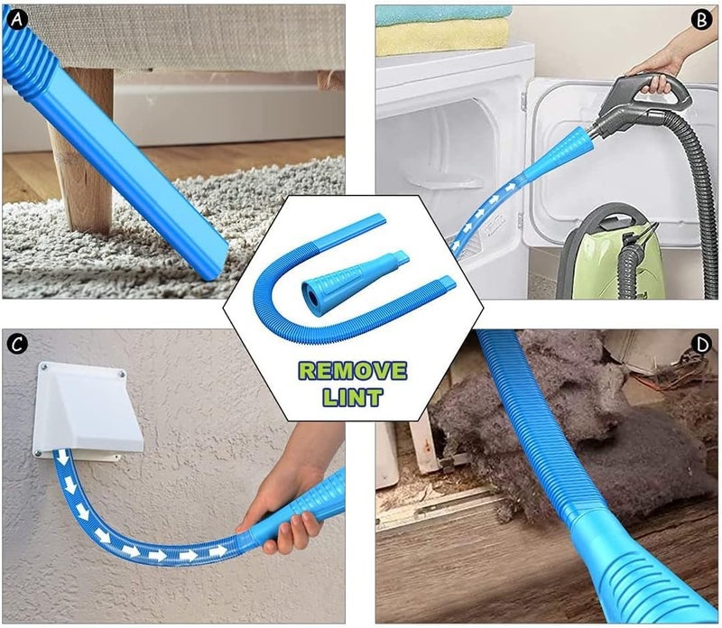 Sealegend 15-Piece 25-Feet Dryer Vent Cleaner Kit, Dryer Cleaning Tools, Omnidirectional Dryer Lint Vacuum Attachment, Dryer Vent Brush, Universal Vacuum & Dryer Adapters (Blue) - Image 4