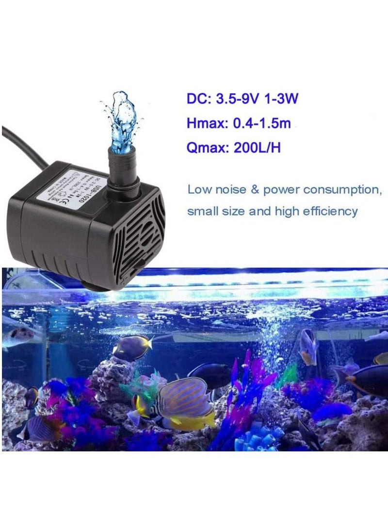 مضخة مياه غاطسة صغيرة SYOSI مضخة بديلة 3.5-9 فولت USB لحوض السمك الحرف اليدوية لأحواض السمك خزان الأسماك EK1527 مضخة مياه لحوض السمك الزراعة المائية
