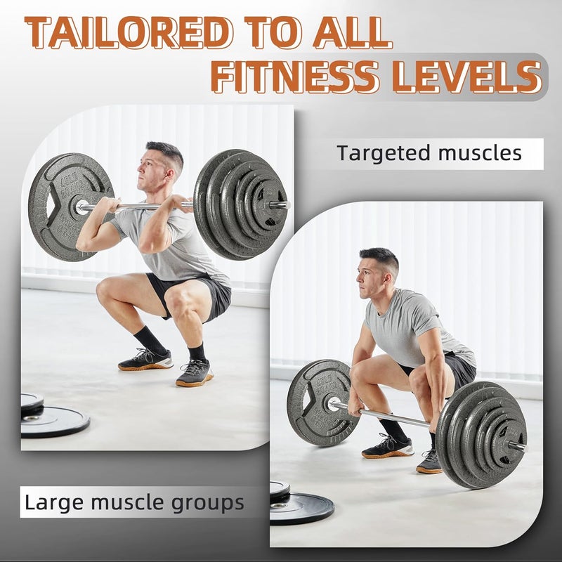 Fitvids أقراص وزن باربل قياسية بقطر 1 إنش، من 2.5 رطل إلى 45 رطل لتدريب القوة في المنزل، تصميم بمقبض ثلاثي - Image 4