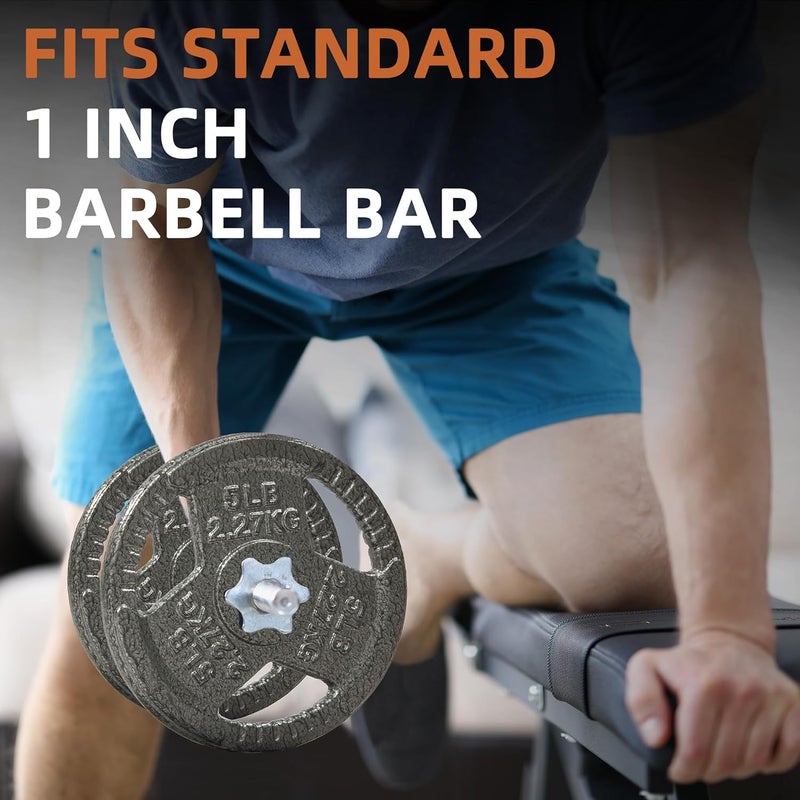 Fitvids أقراص وزن باربل قياسية بقطر 1 إنش، من 2.5 رطل إلى 45 رطل لتدريب القوة في المنزل، تصميم بمقبض ثلاثي - Image 5