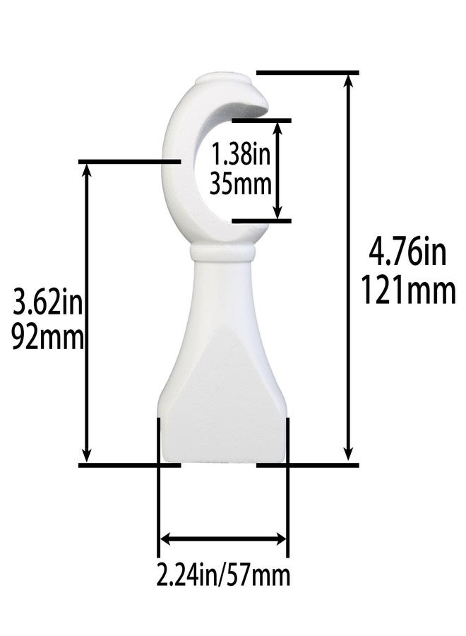 MEETOOT Wooden Curtain Rod Brackets, White Supports for 1-3/8 Inch (35mm) Diameter Curtain Rod Hooks, 2-Pack - Image 2