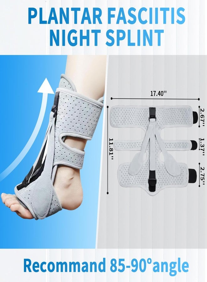 SROK Plantar Fasciitis Night Splint, Adjustable Planter Facetious Orthotic Brace for Pain Relief, 3 straps Drop Foot Universal Size , Day Night Achilles Tendonitis & Heel Spur Relief for Women Men, Grey - Image 3