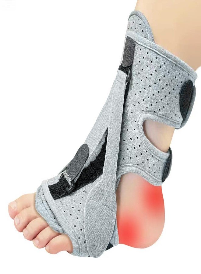 SROK Plantar Fasciitis Night Splint, Adjustable Planter Facetious Orthotic Brace for Pain Relief, 3 straps Drop Foot Universal Size , Day Night Achilles Tendonitis & Heel Spur Relief for Women Men, Grey - Image 1