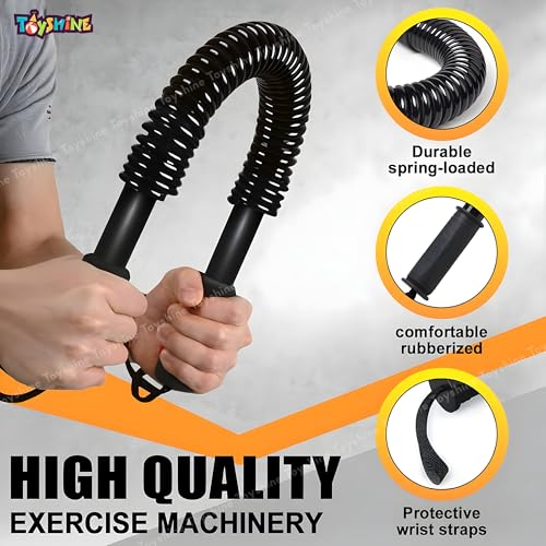 Toyshine Carbon Steel Metal Spring Power Twister 40 kg Bar Equipment for Upper Body and Arm Strengthening Workout (SSTP, Black) - Image 4