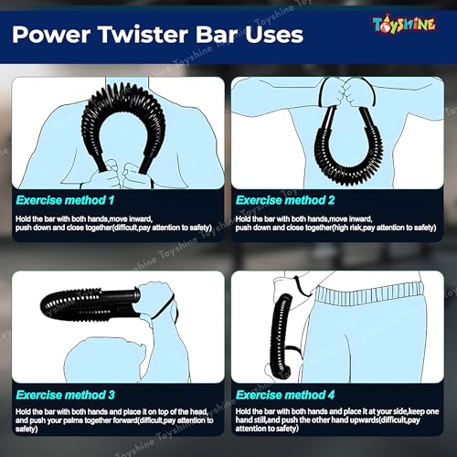 Toyshine Carbon Steel Metal Spring Power Twister 40 kg Bar Equipment for Upper Body and Arm Strengthening Workout (SSTP, Black) - Image 3
