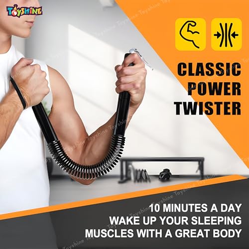 Toyshine Carbon Steel Metal Spring Power Twister 40 kg Bar Equipment for Upper Body and Arm Strengthening Workout (SSTP, Black) - Image 5