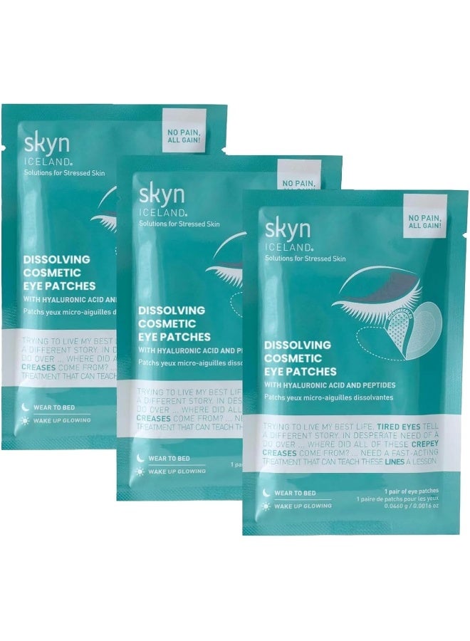 skyn ICELAND Dissolving Microneedle Eye Patches With Hyaluronic Acid & Peptides: To Hydrate, Firm And Smooth Fine Lines, 3 Pairs - Image 1