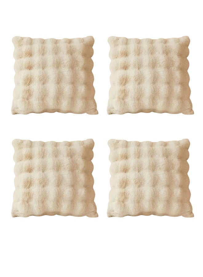 4 pcs Faux Fur Solid Color 3D Soft Warm Plush Throw Pillow Covers For Living Room Sofa Bedroom Home Room Decor(45x45cm) - Image 1