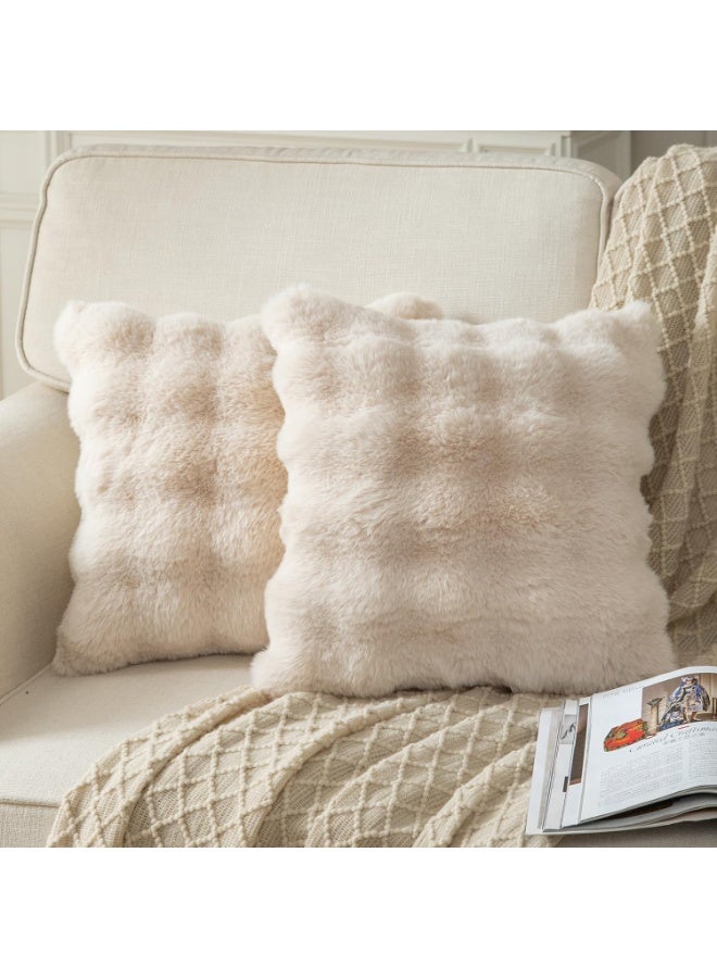 4 pcs Faux Fur Solid Color 3D Soft Warm Plush Throw Pillow Covers For Living Room Sofa Bedroom Home Room Decor(45x45cm) - Image 2