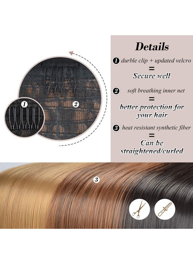 BARSDAR 26 Inch Ponytail Extension Long Straight Wrap Around Clip In Synthetic Fiber Hair For Women Blonde & Medium Brown - Image 5