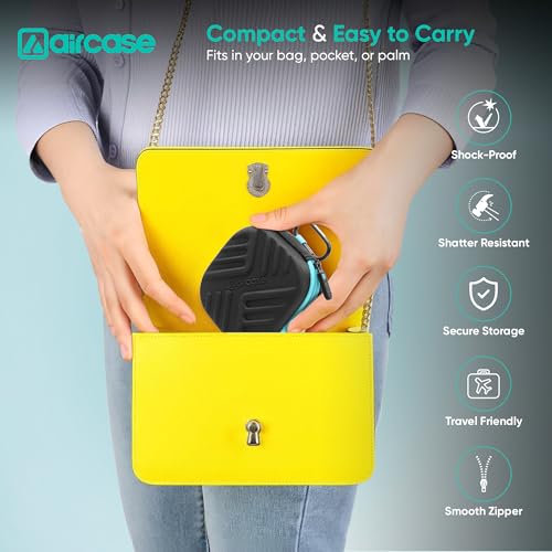 AirCase Earphone Carrying Case Cover with Shockproof EVA Hardshell & Soft Lining | Travel Organizer Pouch with Carabiner, Mesh Pocket, Zipper Closure for Earbuds, USB Drives, SD Cards, Cables (Black) - Image 4