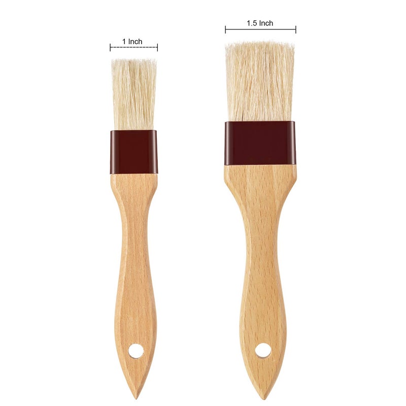 Boao 4 Pieces Natural Bristle Pastry Brush Beech Wooden Handle Basting and BBQ Brushes for Cooking, Butter, Oil, Egg, Marinade, Grilling, Baking, Kitchen Food(1 Inch, 1 1/2 Inch) - Image 2