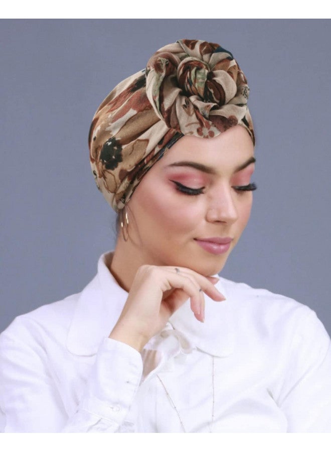 GERINLY Lightweight Scarves Fashion Flowers Print Shawl Wrap for Women Dressy Winter Neck Accessory Pretty Sarong (Brown) - Image 4