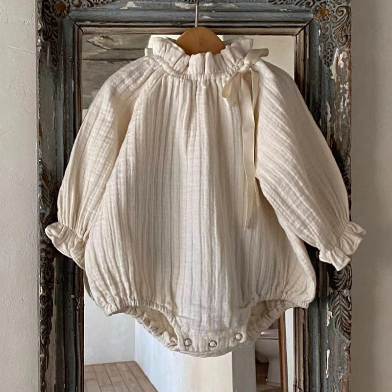 2025 Korean Style Ins Ribbon Ruffle Collar Lady Baby'S Suit Fashion All-Match Shirt - Image 1