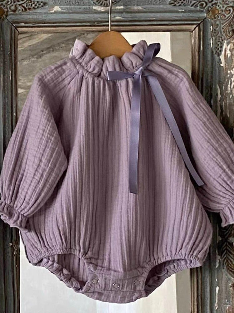 2025 Korean Style Ins Ribbon Ruffle Collar Lady Baby'S Suit Fashion All-Match Shirt - Image 5