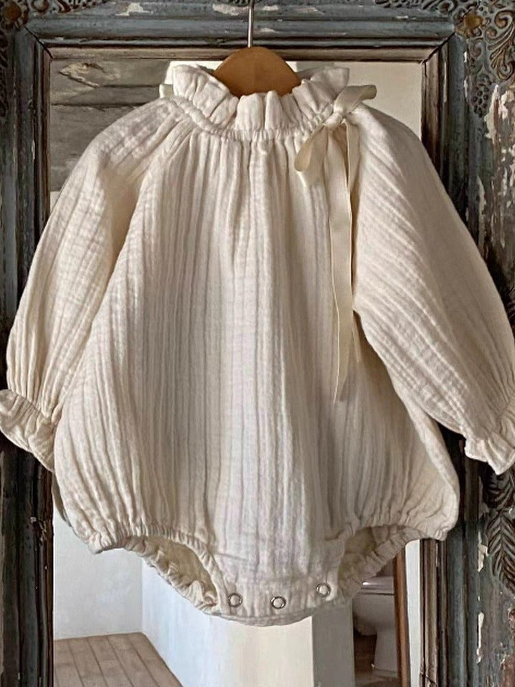 2025 Korean Style Ins Ribbon Ruffle Collar Lady Baby'S Suit Fashion All-Match Shirt - Image 4