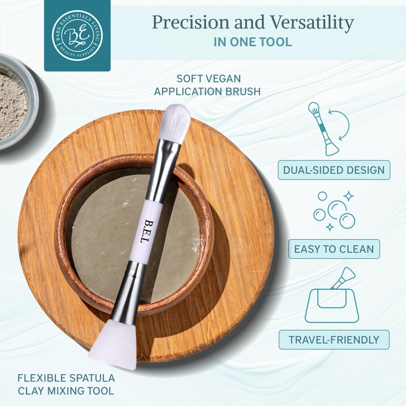 Bare Essentials Living - Clay Face Mask Brush (1 Pack, White) Dual Soft Silicone Face Mask Applicator Brush Tool, Great Facial Essentials, Moisturizer Applicator & Skincare Brush for Facials - Image 2