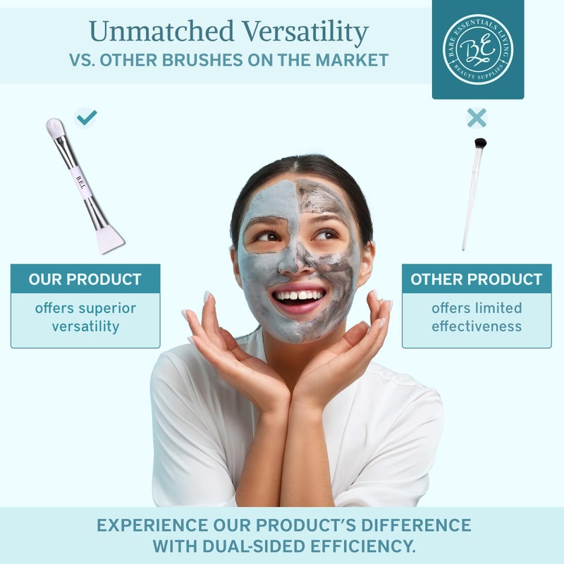 Bare Essentials Living - Clay Face Mask Brush (1 Pack, White) Dual Soft Silicone Face Mask Applicator Brush Tool, Great Facial Essentials, Moisturizer Applicator & Skincare Brush for Facials - Image 4