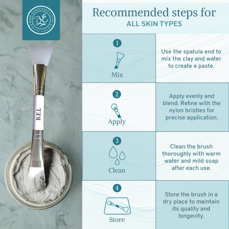 Bare Essentials Living - Clay Face Mask Brush (1 Pack, White) Dual Soft Silicone Face Mask Applicator Brush Tool, Great Facial Essentials, Moisturizer Applicator & Skincare Brush for Facials - Image 5