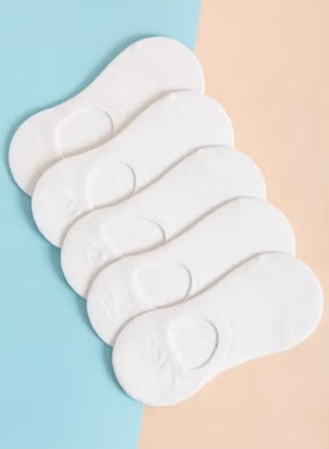 Plain White Socks Set of 5 Pairs, Breathable and Sweat-Absorbing Sports Commuter Socks - Image 2