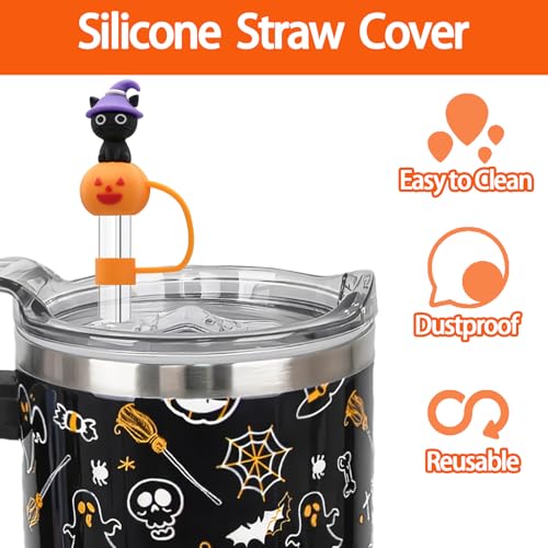 CEDIDJAC 6 PCS Halloween Covers for Stanley Cup 3040 oz Tumbler Silicone Straw Toppers Reusable Cap for Halloween Cup Accessories - Image 3